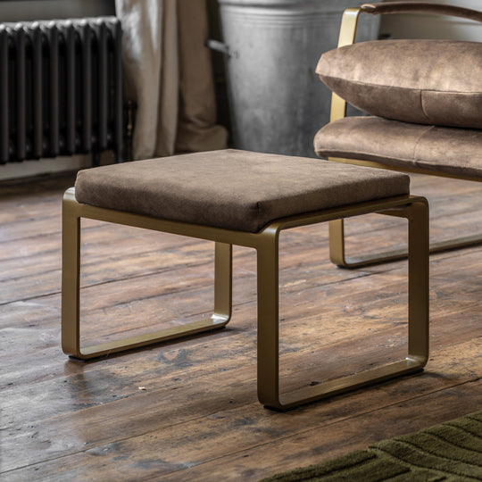 Fabien Upholstered Footstool | Mineral/Gold