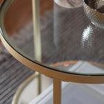 Hudson Round Glass Side Table | Champagne Gold