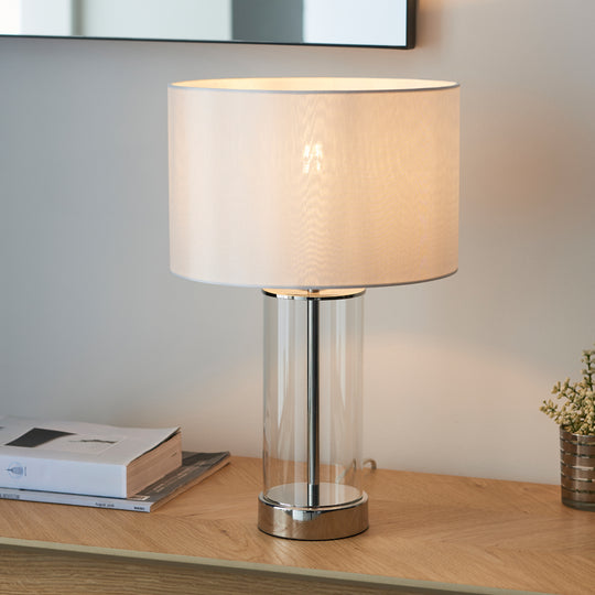 Lessina Table Lamp | Bright Nickel/Vintage White | Medium