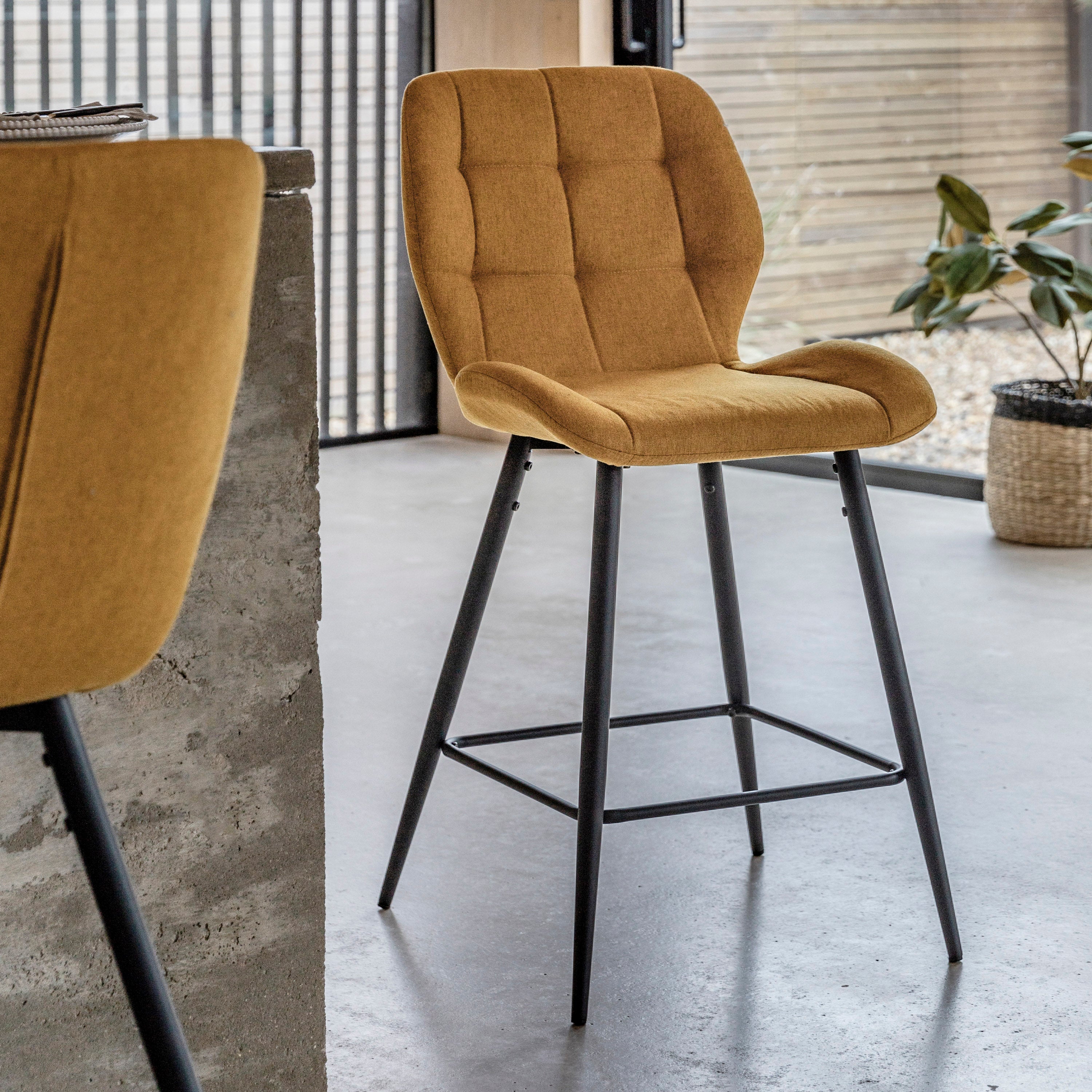 Designed by Gallery Manford Mid-Century Bar Stools Saffron