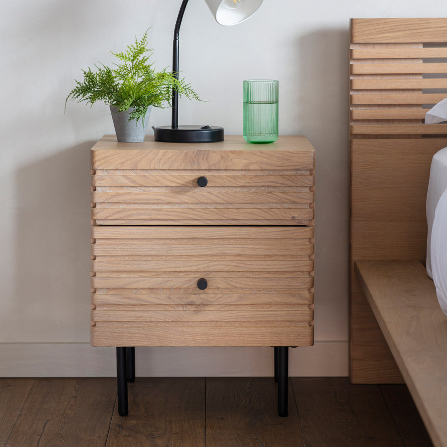Designed by Gallery | Okayama Japandi 2 Drawer Bedside Table - Natural ...