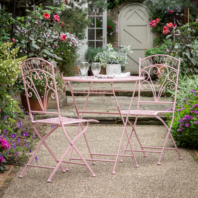 Outdoor Brindisi 2 Seat Bistro Set | Coral Pink Iron