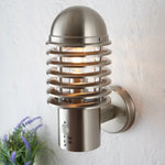 Outdoor Louvre PIR Wall Light | Brushed Stainless Steel | 34cm