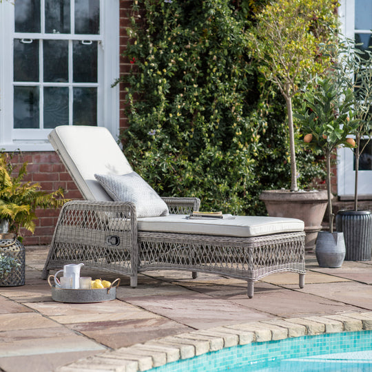Outdoor Menton Country Lounger | Stone Grey Rattan