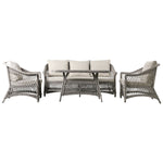 Outdoor Menton Country Sofa Dining Set | Stone Grey Rattan