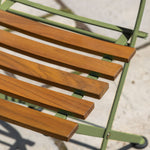Outdoor Ronda 2 Seat Bistro Set | Natural Acacia, Green Steel