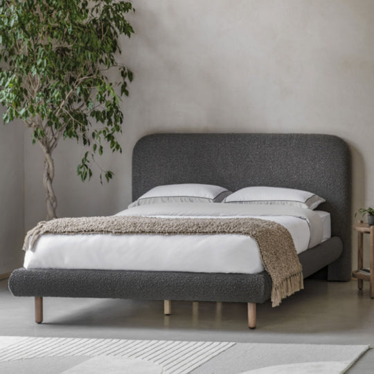 Rabley Boucle Bed Frame | Charcoal Grey