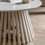 Soho Round Marble Top Coffee Table | Natural Mango Wood