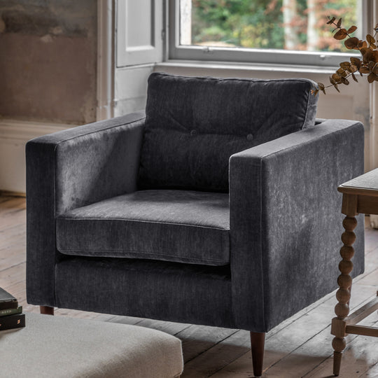 Whitwell Button Armchair | Charcoal