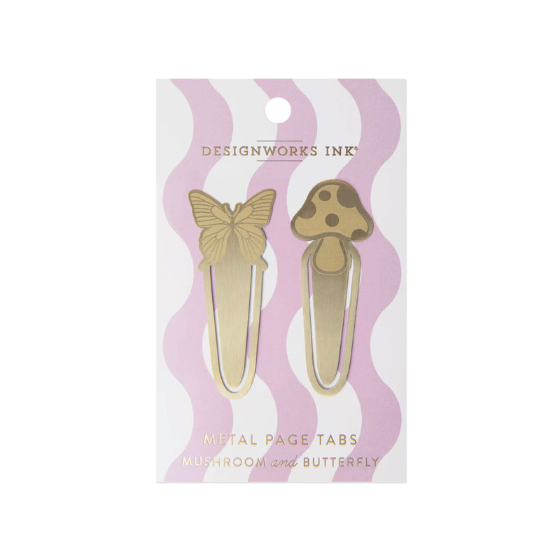 Metal Mushroom & Butterfly Page Tabs | Gold