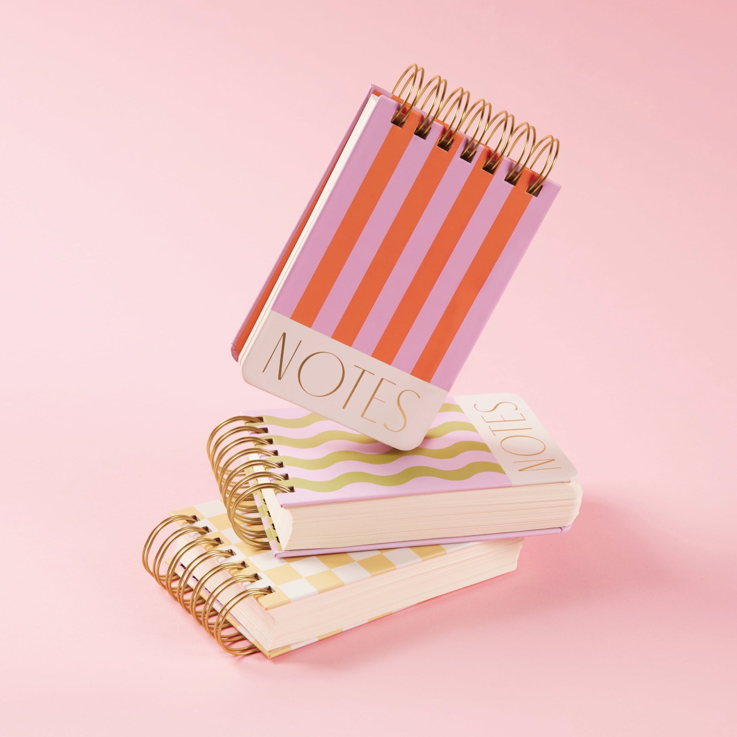 Designworks Ink | Twin Wire 'Notes' Notebook - Pink & Red Stripes ...