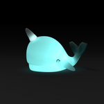Colour Changing Night Light | Pastel Blue Narwhal | Mini
