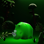 Colour Changing Night Light | Soft Green Rhino | Mini