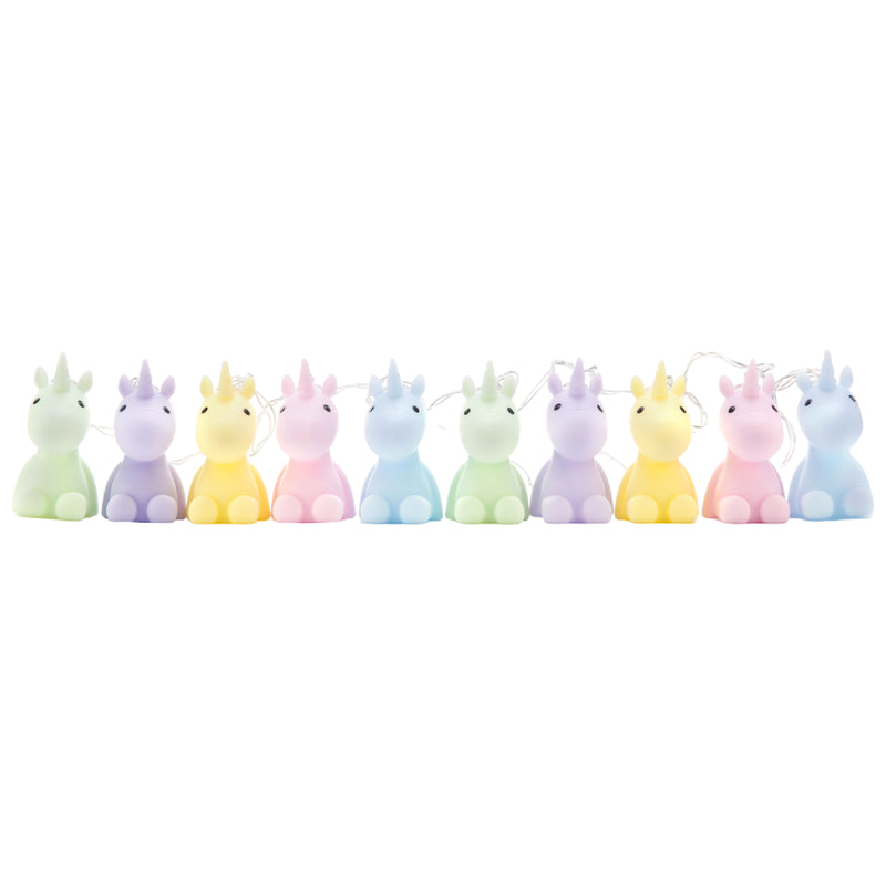 LED String Lights | Multi Coloured Pastel Unicorns | 10 Lights