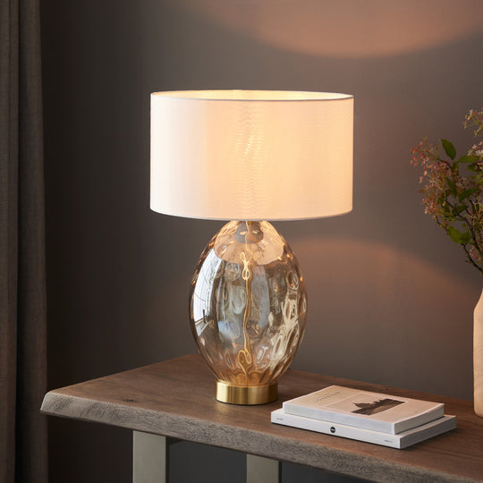 Elin Dimpled Glass Table Lamp | Champagne