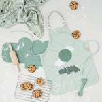 Happy Clouds Waterproof Kids Apron | Green