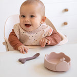 Stick & Stay Silicone Baby Bowl & Spoon | Wally | Powder Pink