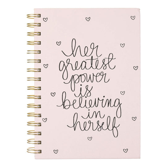 A5 Vegan Leather Spiral Journal | Her Greatest Power | Powder Pink