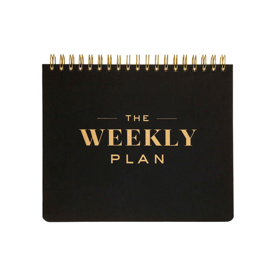 Spiral Undated Weekly Desk Planner | Black & Gold | 10x8"