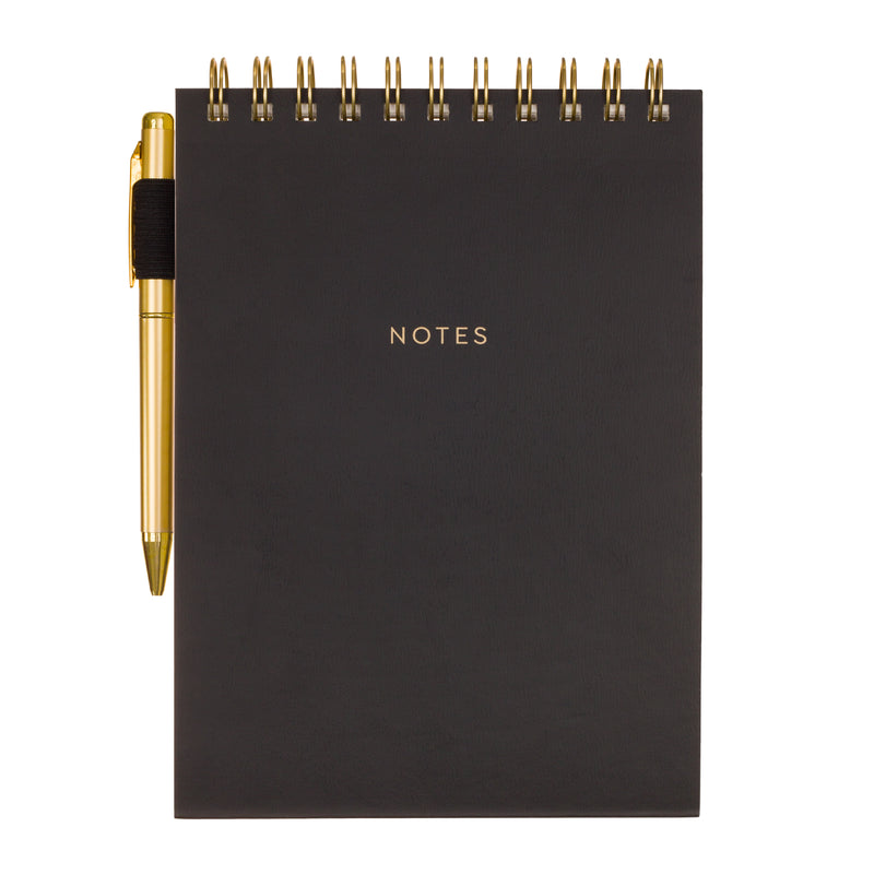Steno Sheet Pad with Pen Holder & Pen | Black