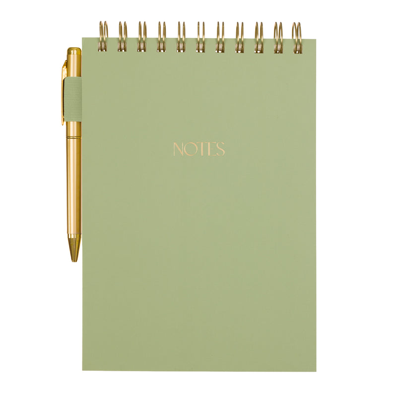 Steno Sheet Pad with Pen Holder & Pen | Sage Green