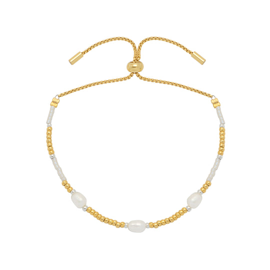 Amelia Pearl Station Bracelet | Gold Plated