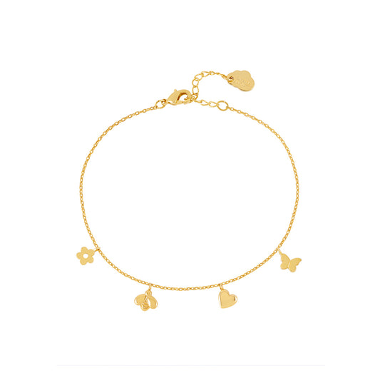 Bumblebee & Butterfly Charm Bracelet | Gold Plated