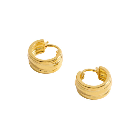 Chunky Textured Hoop Earrings | Gold Plated
