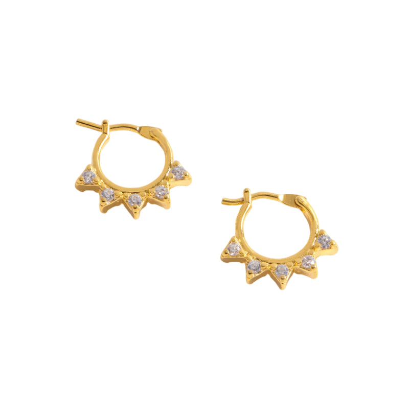CZ Spike Hoop Earrings | Gold Plated