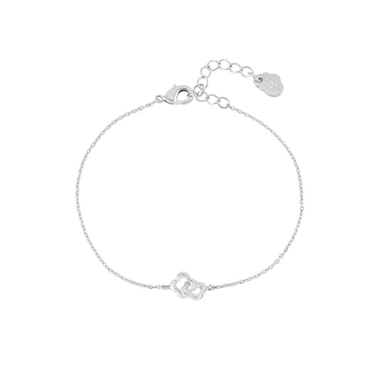 Double Linked Flower Bracelet | Silver Plated