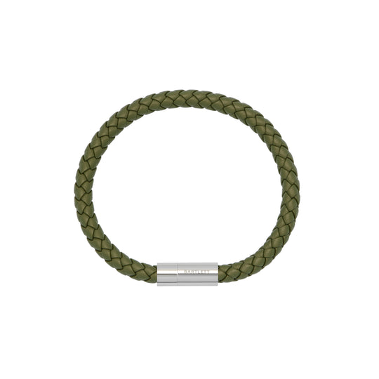Men's Single Plaited Leather Bracelet | Khaki