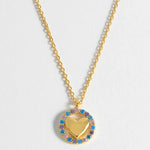 Pastel CZ Heart Charm Necklace | Gold Plated