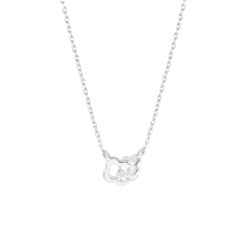 Double Linked Flower Necklace | Silver Plated