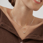 Double Linked Flower Necklace | Silver Plated