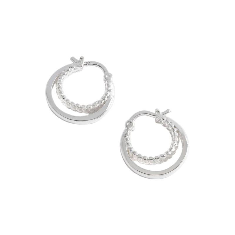 Twisted Double Hoop Earrings | Silver Plated