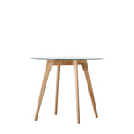 Blair Round Glass Dining Table | Natural Oak