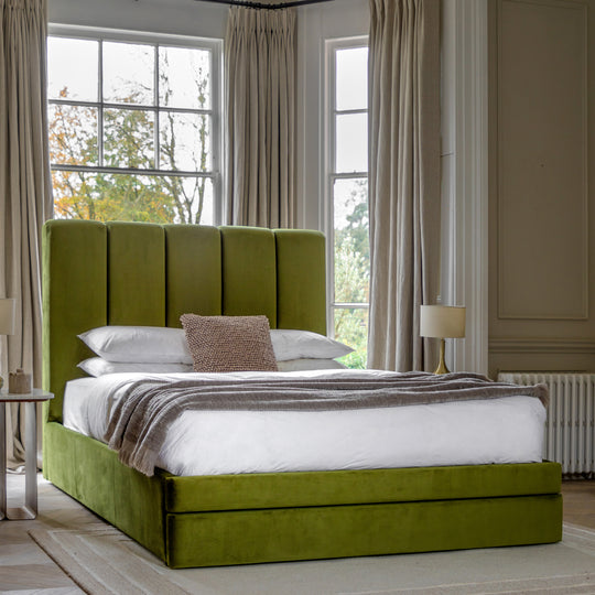 Denton Padded Bed Frame | Olive