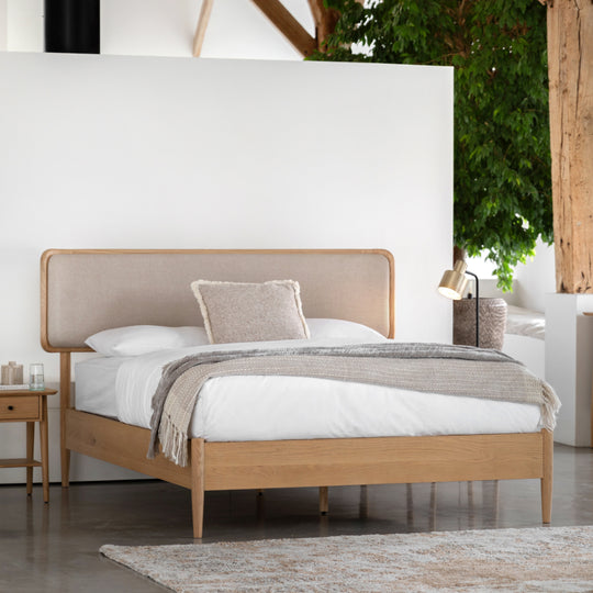 Hatfield Fabric Bed Frame | Natural Oak