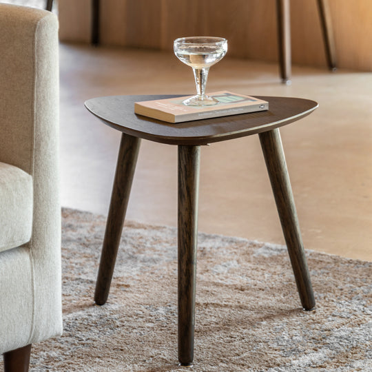 Hatfield Triangular Side Table | Smoked Oak