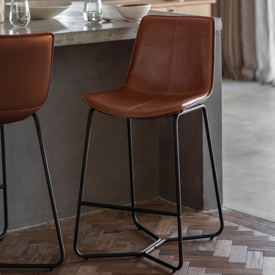 Hawking Vegan Leather Stools | Brown | Set of 2