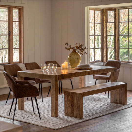 Iowa Rustic Mango Wood Dining Table | Natural