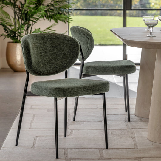Oppo Oval Dining Chairs | Green | Set of 2
