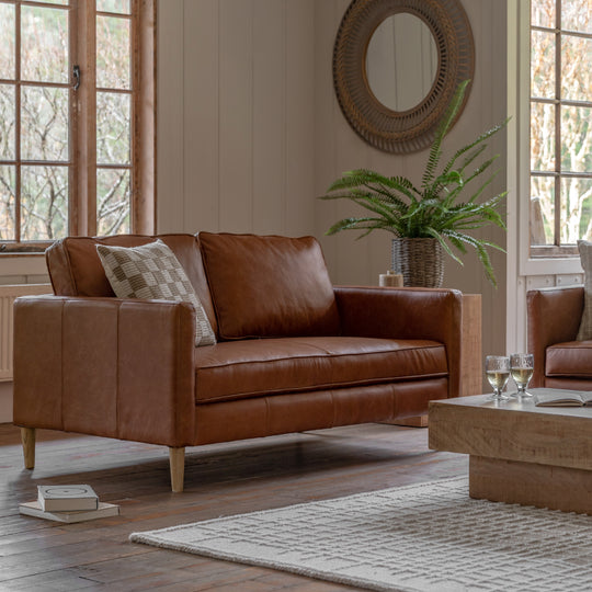 Osborne 2 Seat Leather Sofa | Vintage Brown