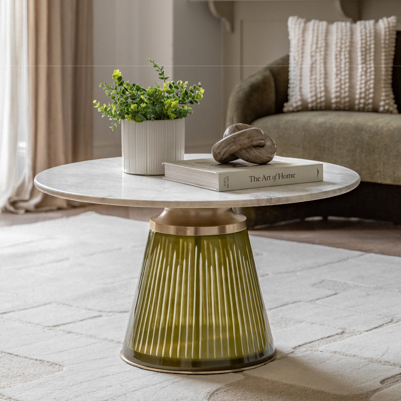 Seville Fluted Marble Top Coffee Table | Dusk