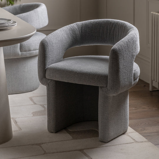 Sloane Curve Boucle Dining Chair | Grey