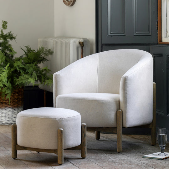 Tindon Curve Fabric Armchair | Natural