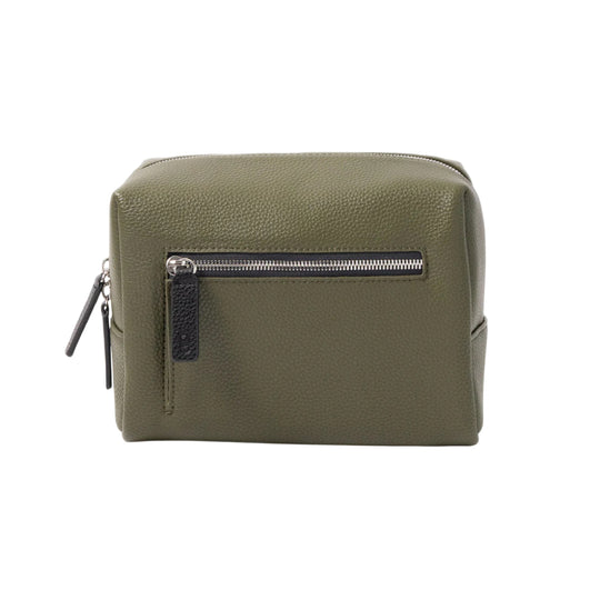 Vegan Leather Wash Bag | Khaki