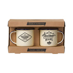 Mini Enamel 'The Adventure Begins' Espresso Mugs | Set of 2