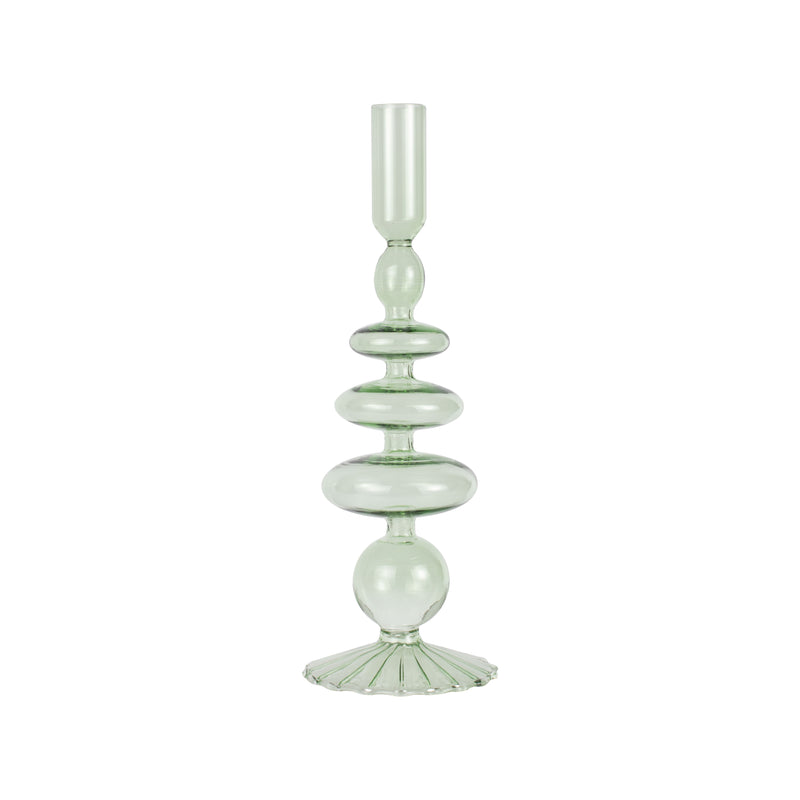 Glass Bubble Dinner Candle Holder | Green