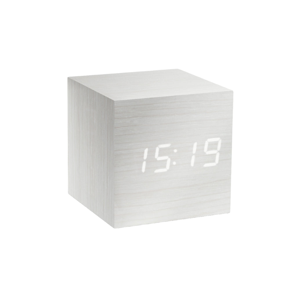 Gingko Design LED Cube Click Clock - White | About Living